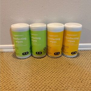 Amazon Basics Disinfecting Wipes, Sanitizes/Cleans/Disinfects/Deodorizes -4 pack